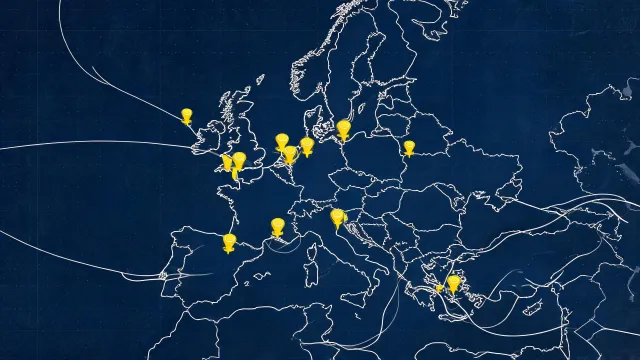 Map illustration of Liebherr regional service coverage