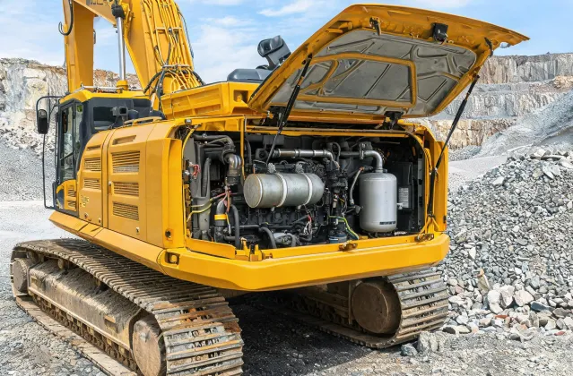 Tier 4 Final engine bay on Liebherr excavator